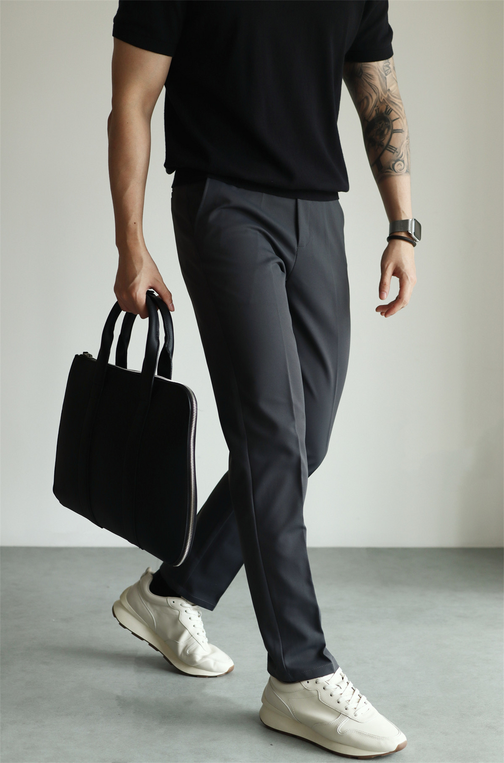 MONSEN Suitory Hidden-Elastic Waist Stretch Ankle Trousers in Performance Blend product image