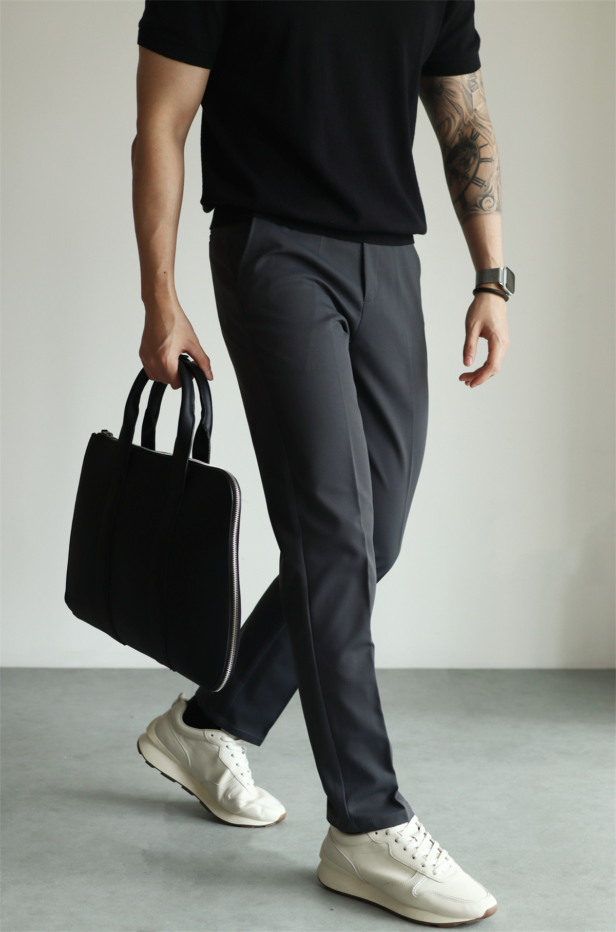 MONSEN Suitory Hidden-Elastic Waist Stretch Ankle Trousers in Performance Blend product image