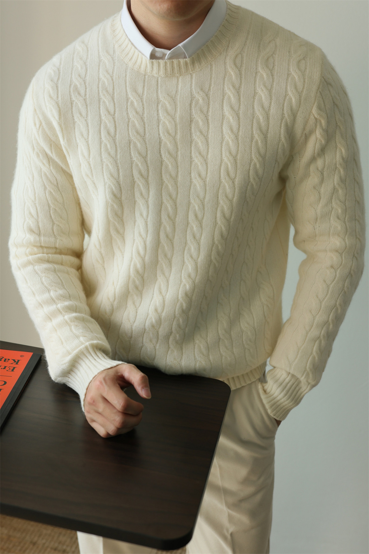 MONSEN Suitory Merino Wool Cable-Knit Sweater product image