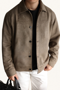 MONSEN Suitory Double-Brushed Faux Suede Lapel Jacket front view