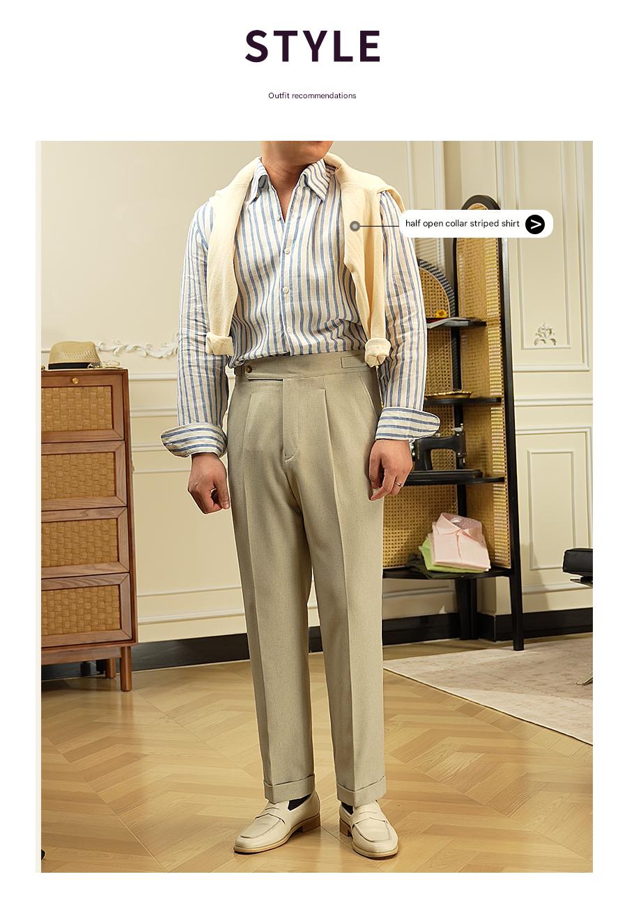 Wrinkle-Resistant High-Waist Trousers