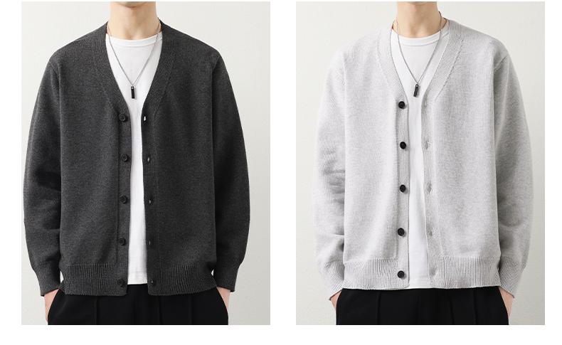 Cotton-Rich V-Neck Knit Cardigan