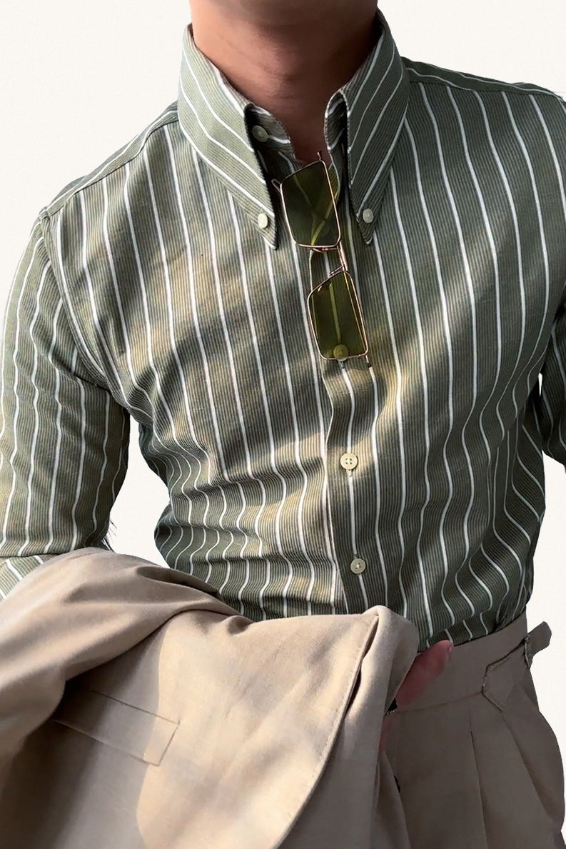 MONSEN Suitory Italian Vintage Striped Shirt in Cotton product image