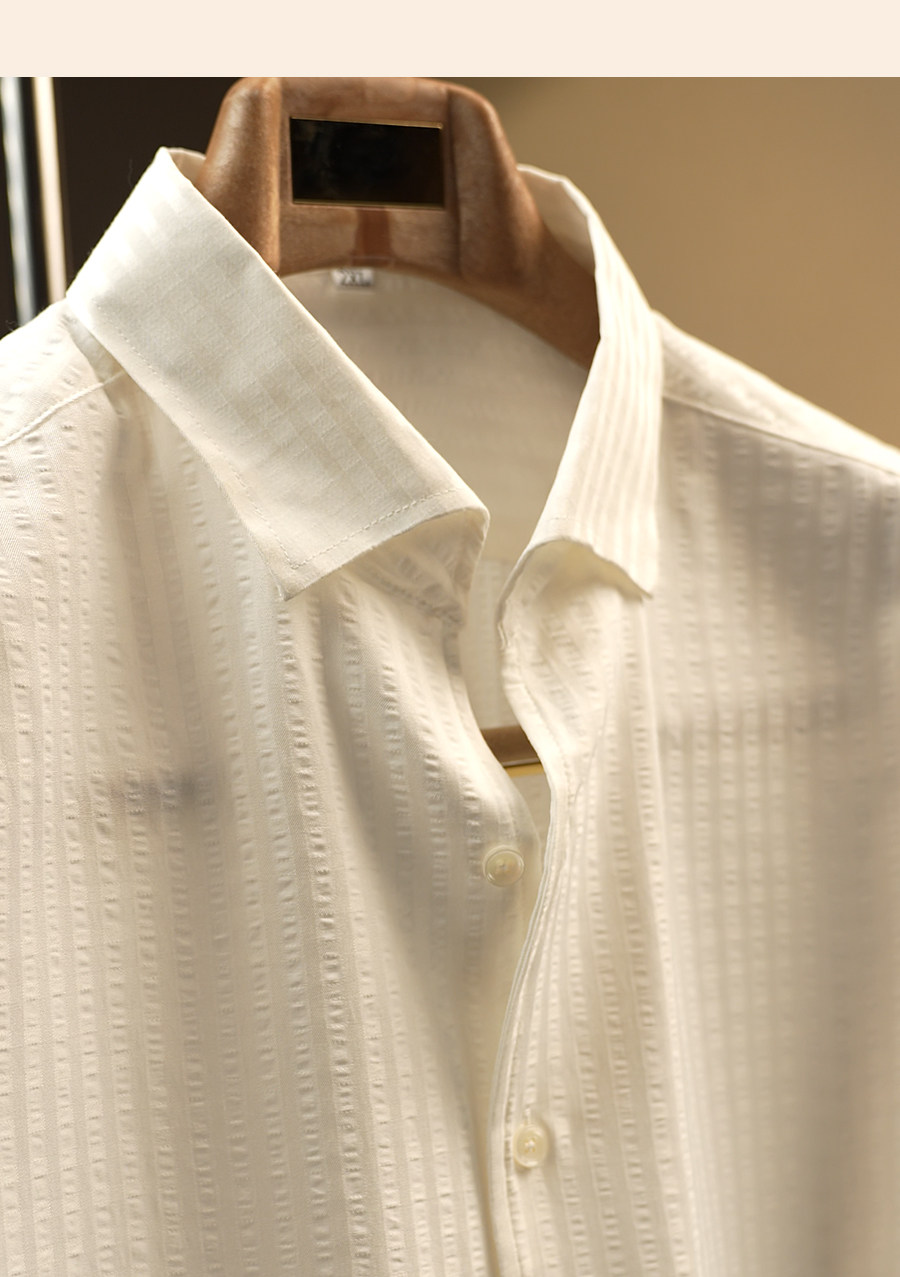 Seersucker One-Piece Collar Shirt