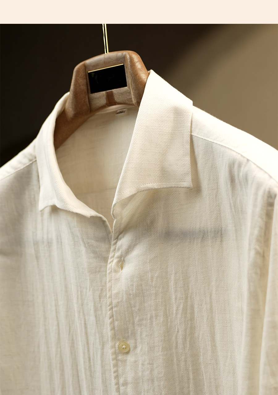 MONSEN Suitory One-Piece Collar Textured Shirt in Linen product image