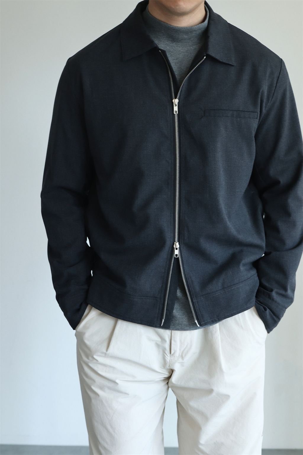 MONSEN Suitory Drapey Plain-Weave Lapel Jacket in Performance Blend product image