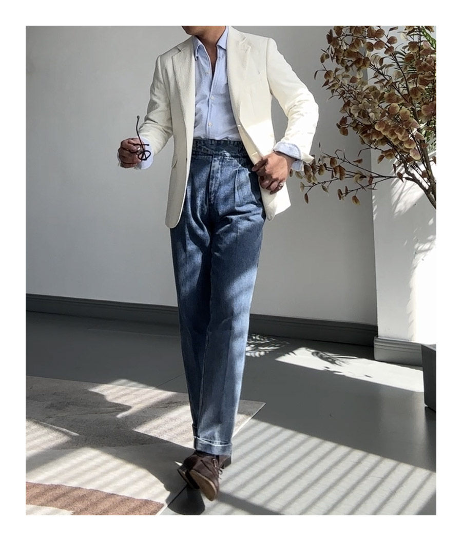 MONSEN Suitory Retro-Washed Naples Gurkha Jeans in Cotton product image