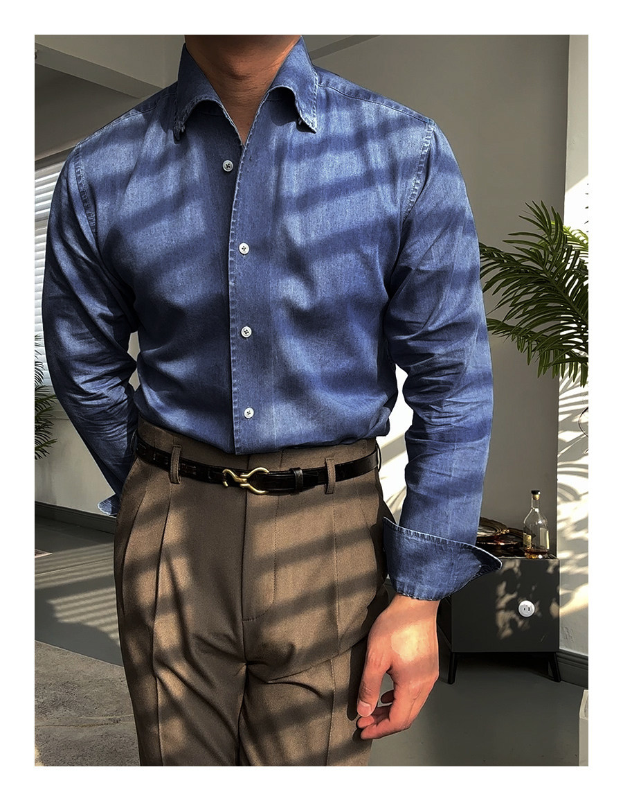 One-Piece Collar Denim Shirt