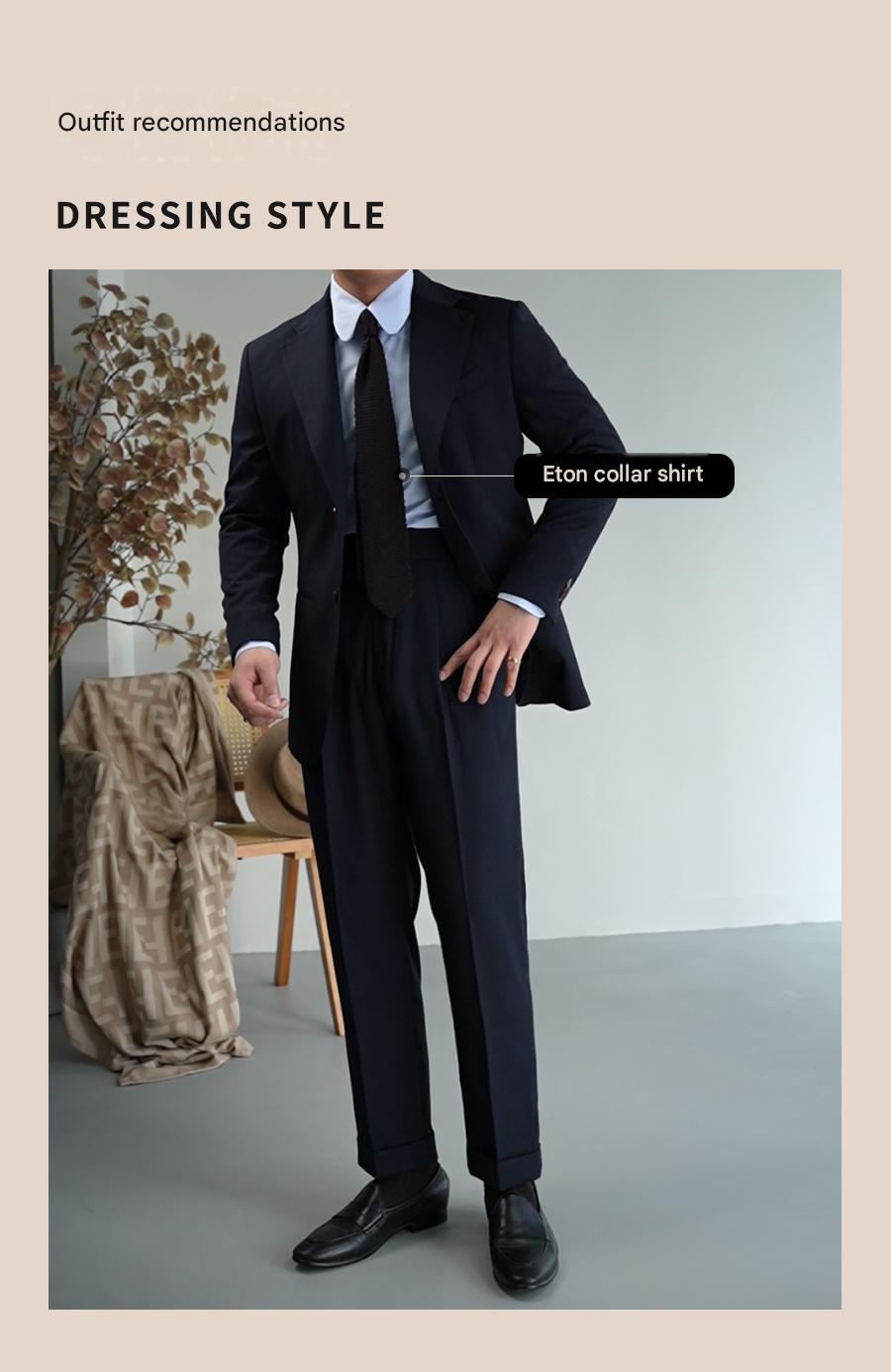 MONSEN Suitory Napoli Navy Dark-Stripe Suit in Wool product image