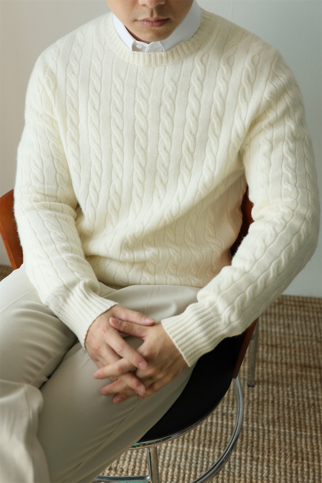 MONSEN Suitory Merino Wool Cable-Knit Sweater product image