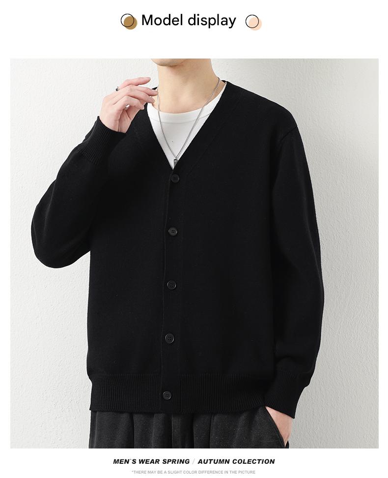 Cotton-Rich V-Neck Knit Cardigan
