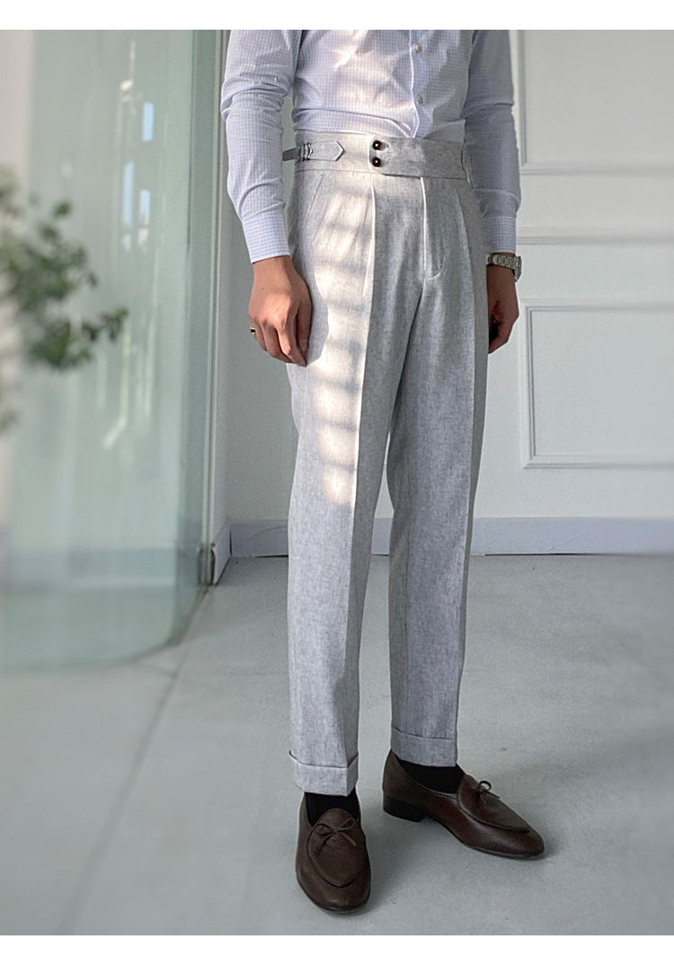 High-Waist Gray Trousers
