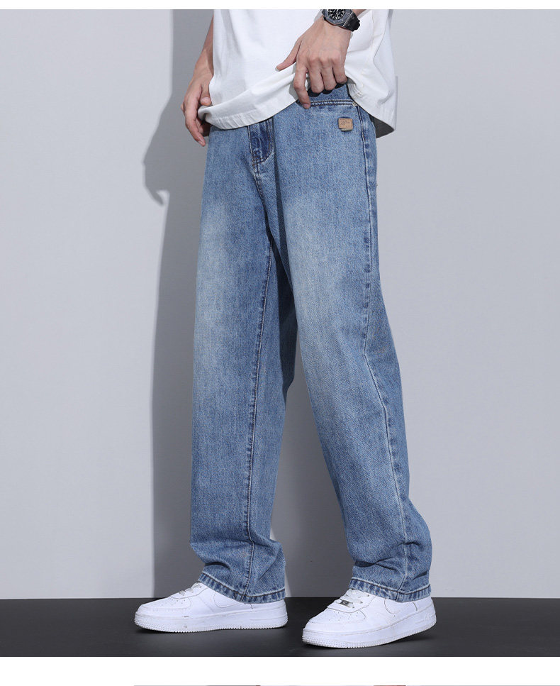 Fleece-Lined Washed Wide-Leg Jeans