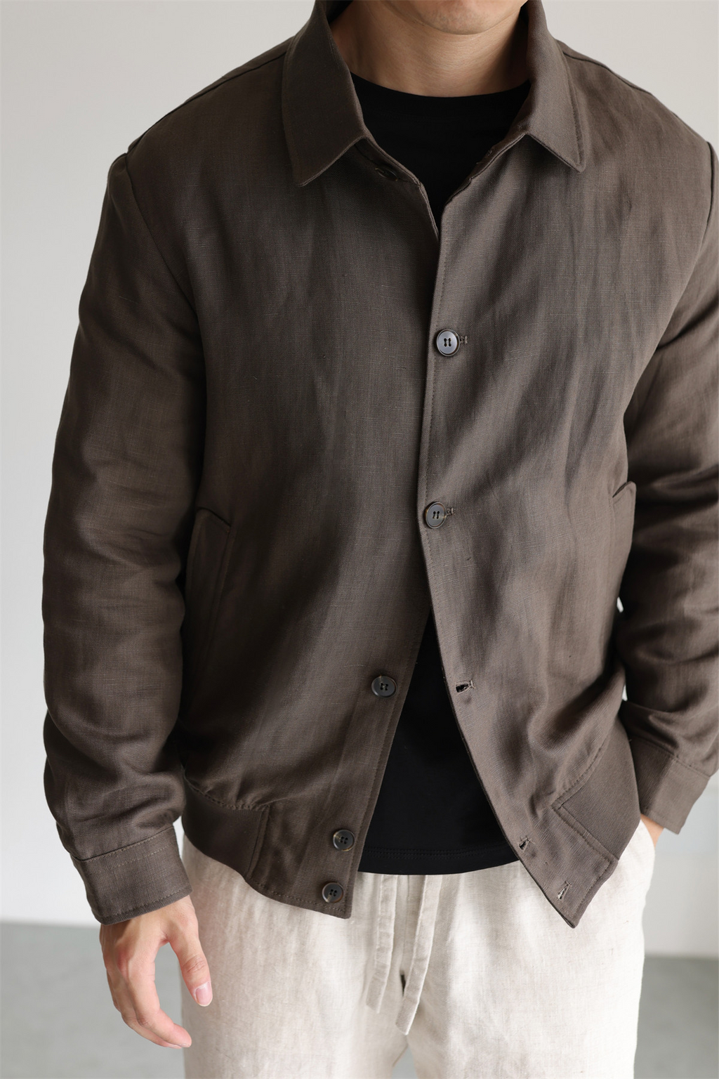 MONSEN Suitory Tencel-Linen Lightweight Sheen Lapel Jacket product image