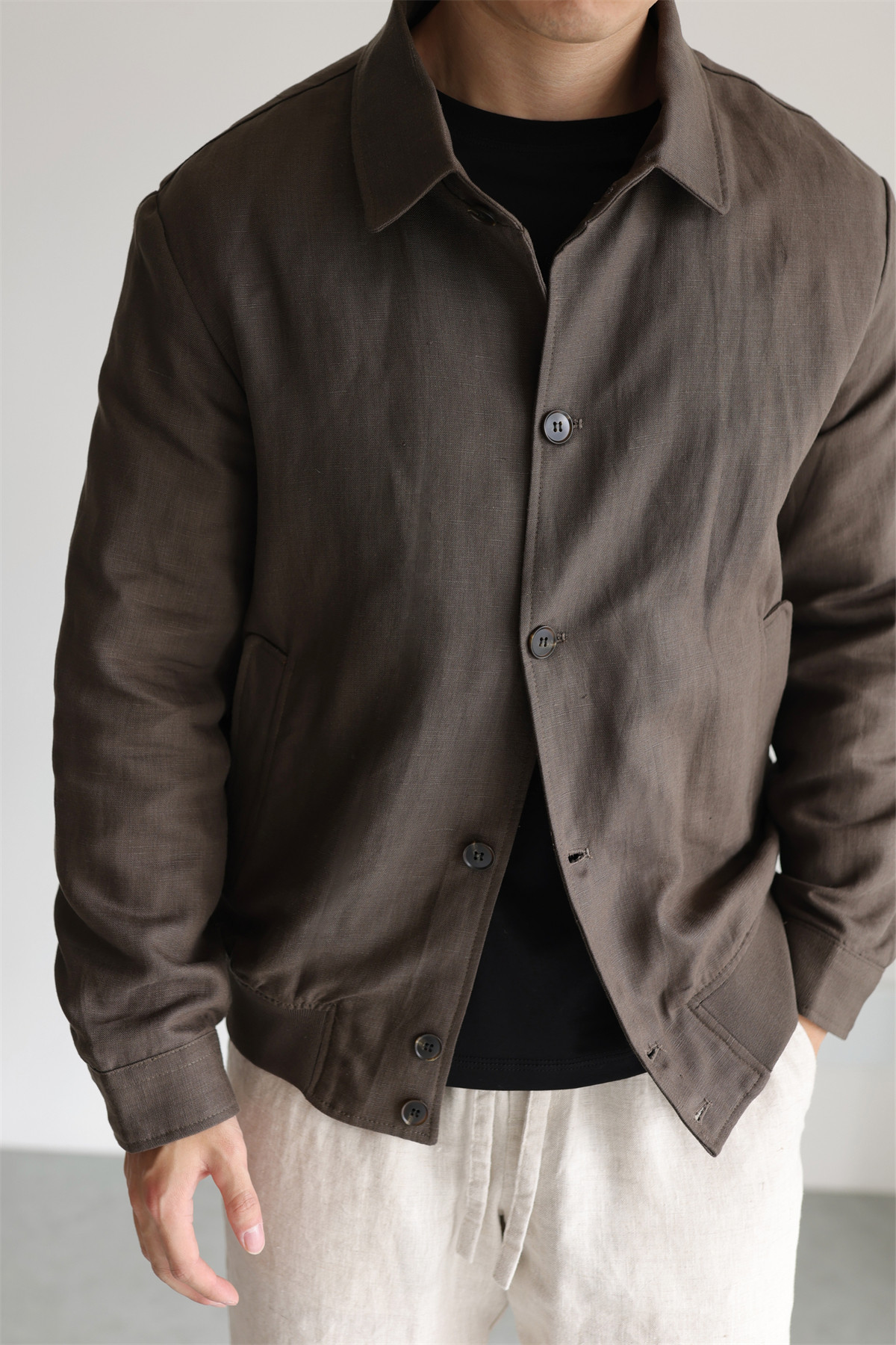 MONSEN Suitory Tencel-Linen Lightweight Sheen Lapel Jacket product image