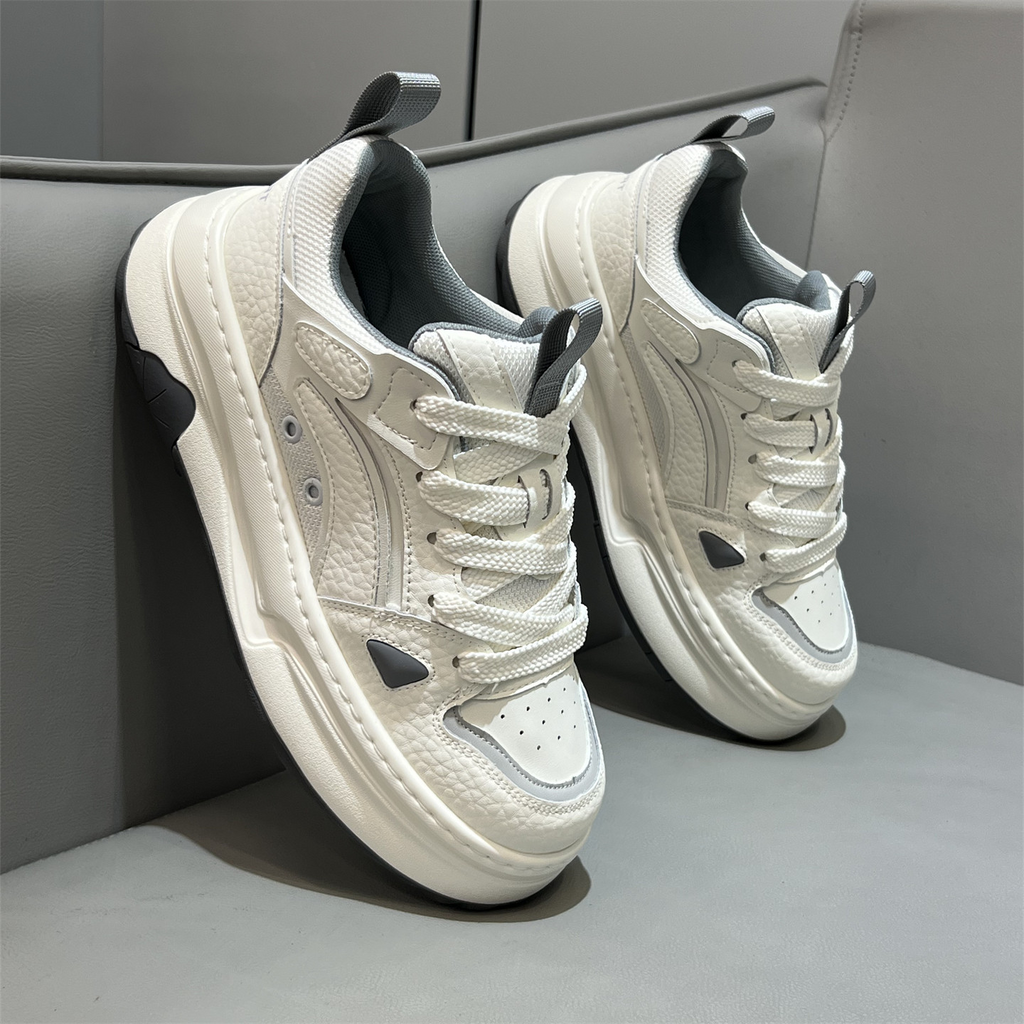 MONSEN Suitory White Low-Top Court Sneakers in Leather product image
