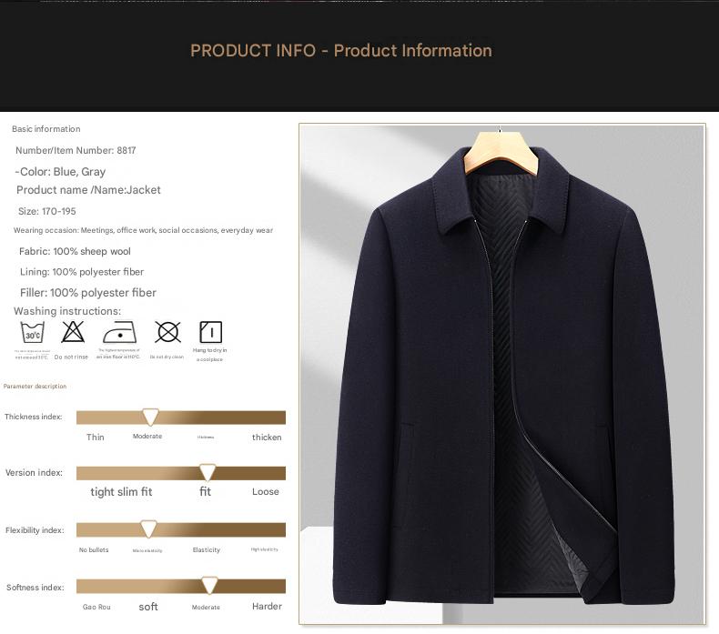 100% Sheep-Wool Lapel Jacket