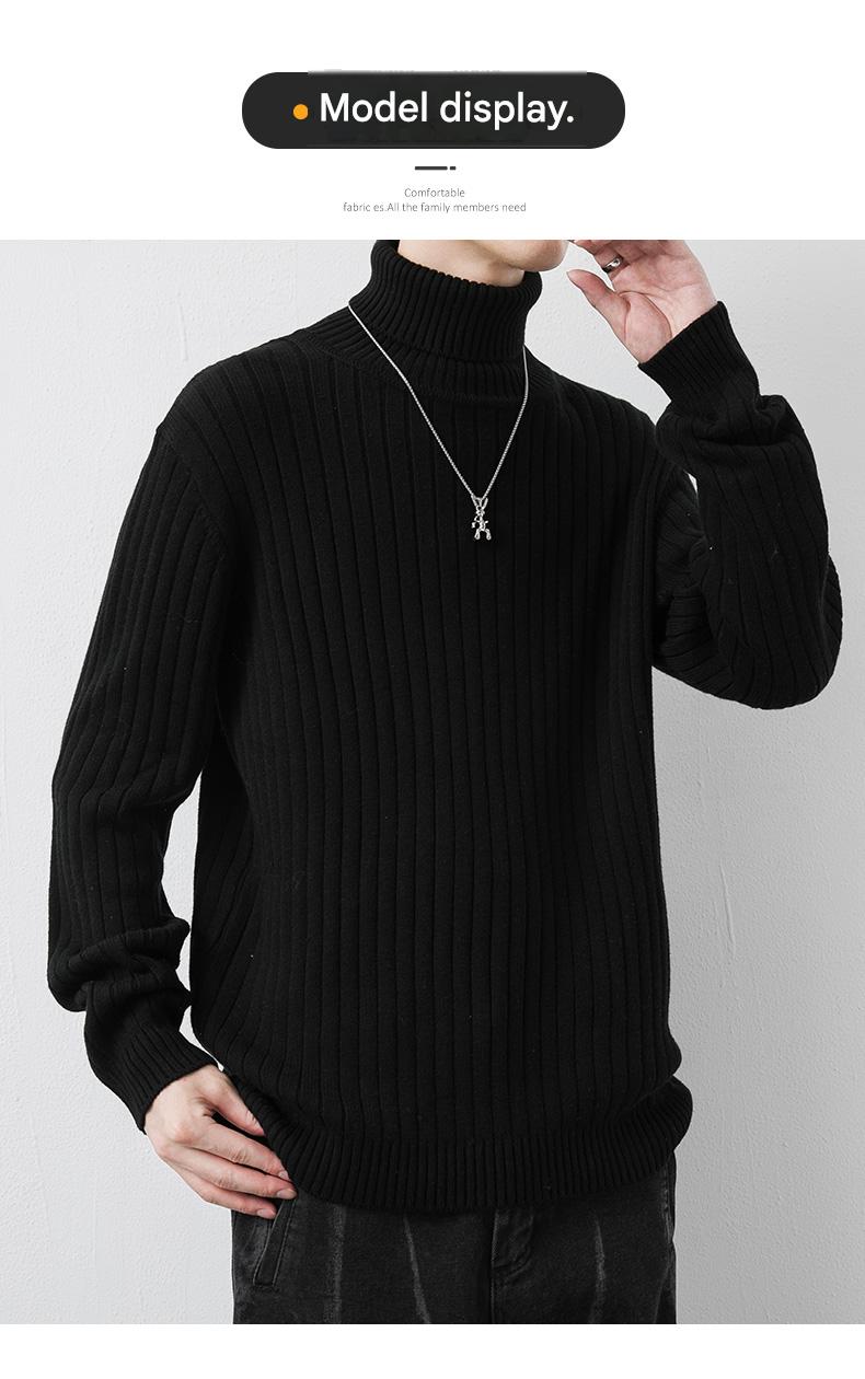 Cotton Turtleneck Stretch Sweater