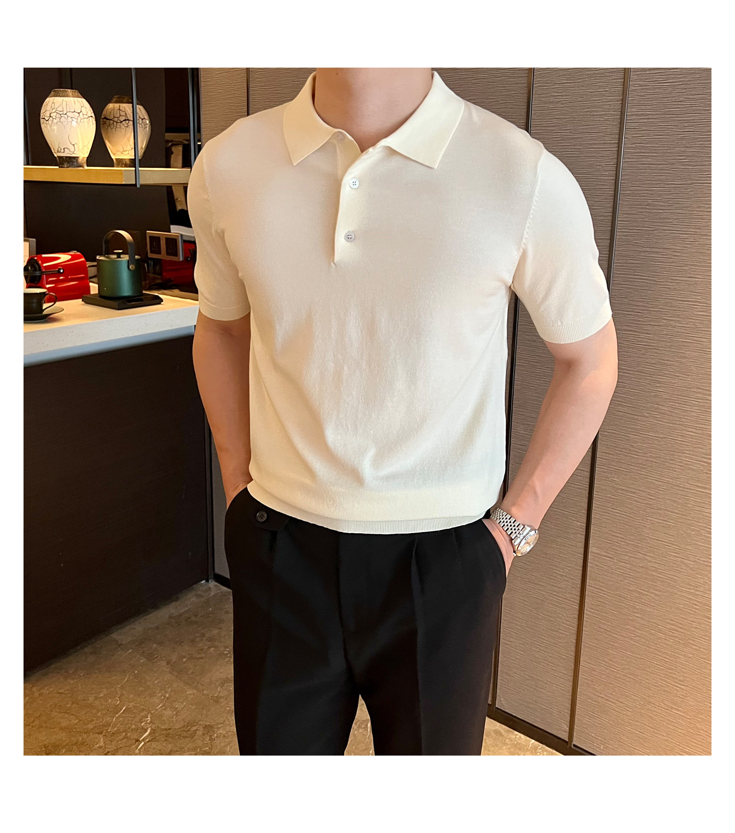 Slim-Fit Solid Knit Polo