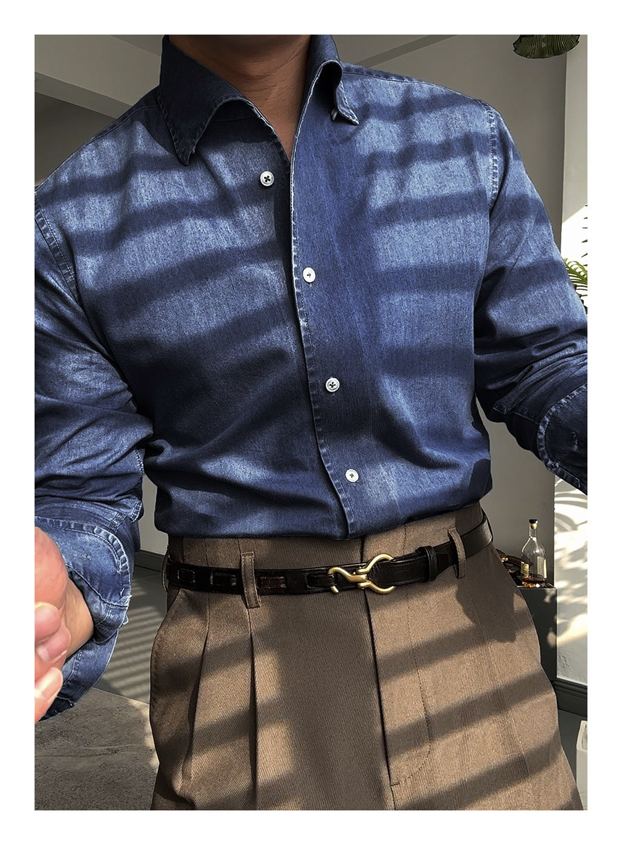 One-Piece Collar Denim Shirt
