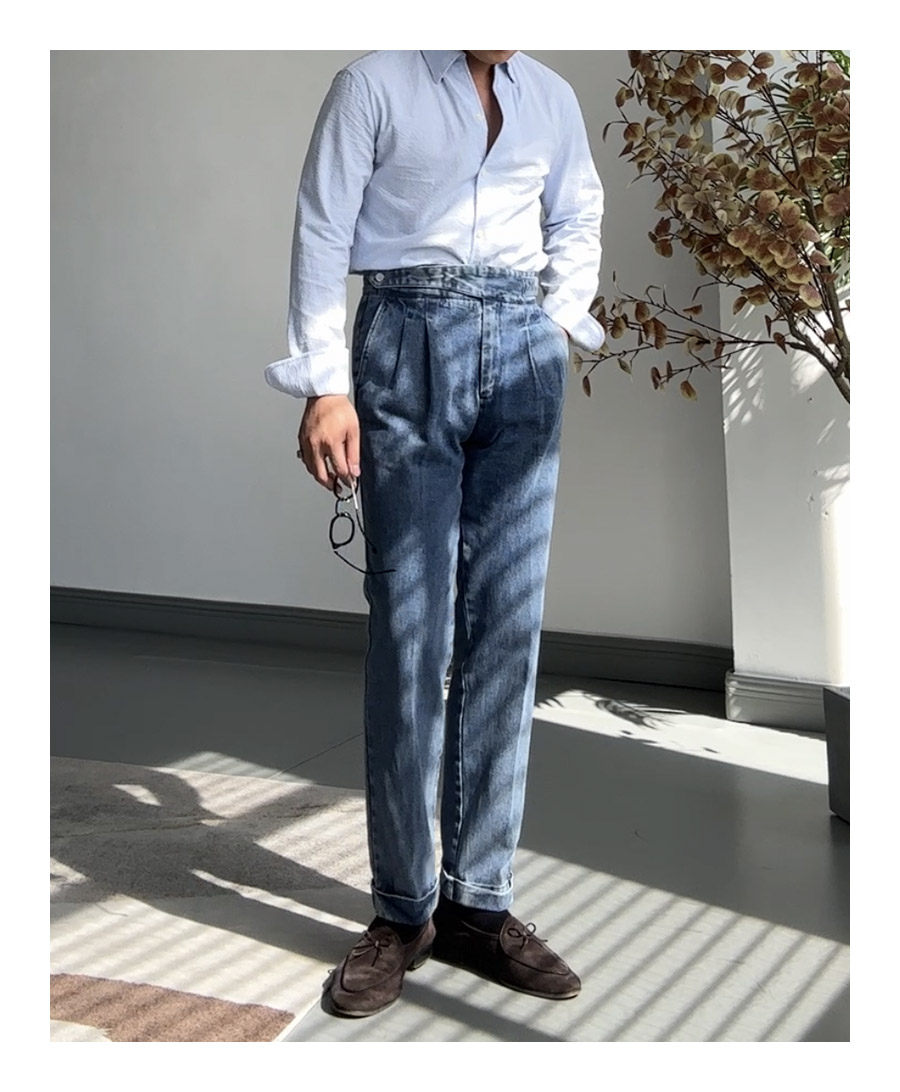 MONSEN Suitory Retro-Washed Naples Gurkha Jeans in Cotton product image