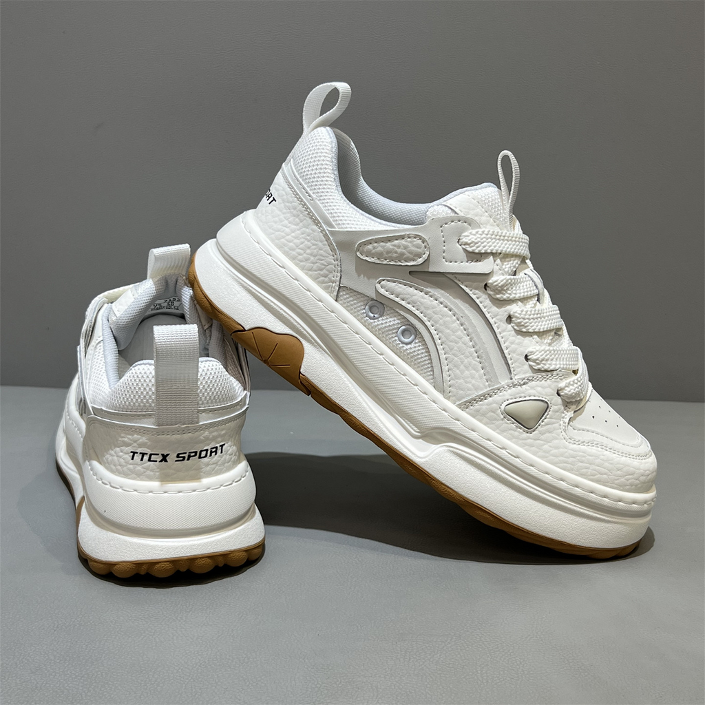 MONSEN Suitory White Low-Top Court Sneakers in Leather product image