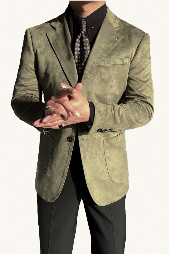 MONSEN Suitory Suede-Touch Blazer front view