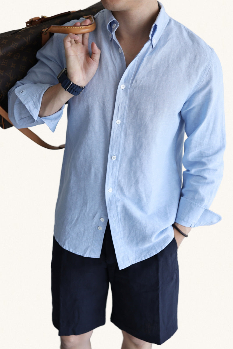 MONSEN Suitory Linen-Cotton Yarn-Dyed Shirt product image