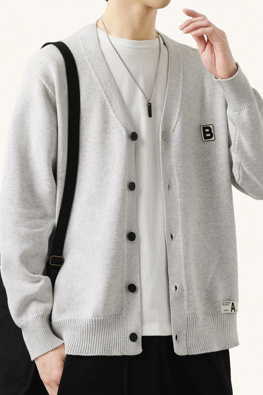 MONSEN Suitory Cotton-Rich V-Neck Knit Cardigan product image