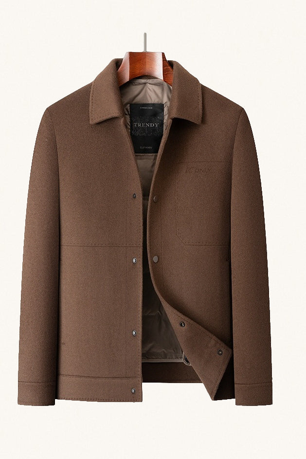 MONSEN Suitory Detachable Down Liner Wool Coat front view