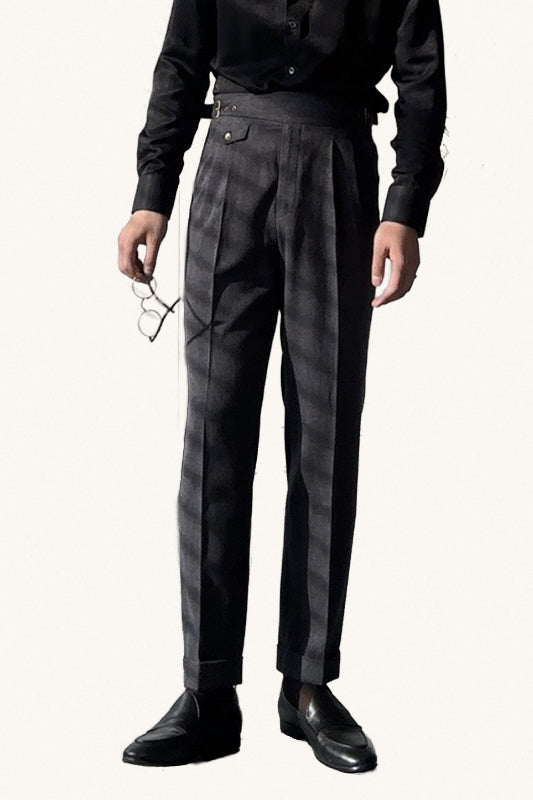 MONSEN Suitory High-Waist Trousers in Cotton front view