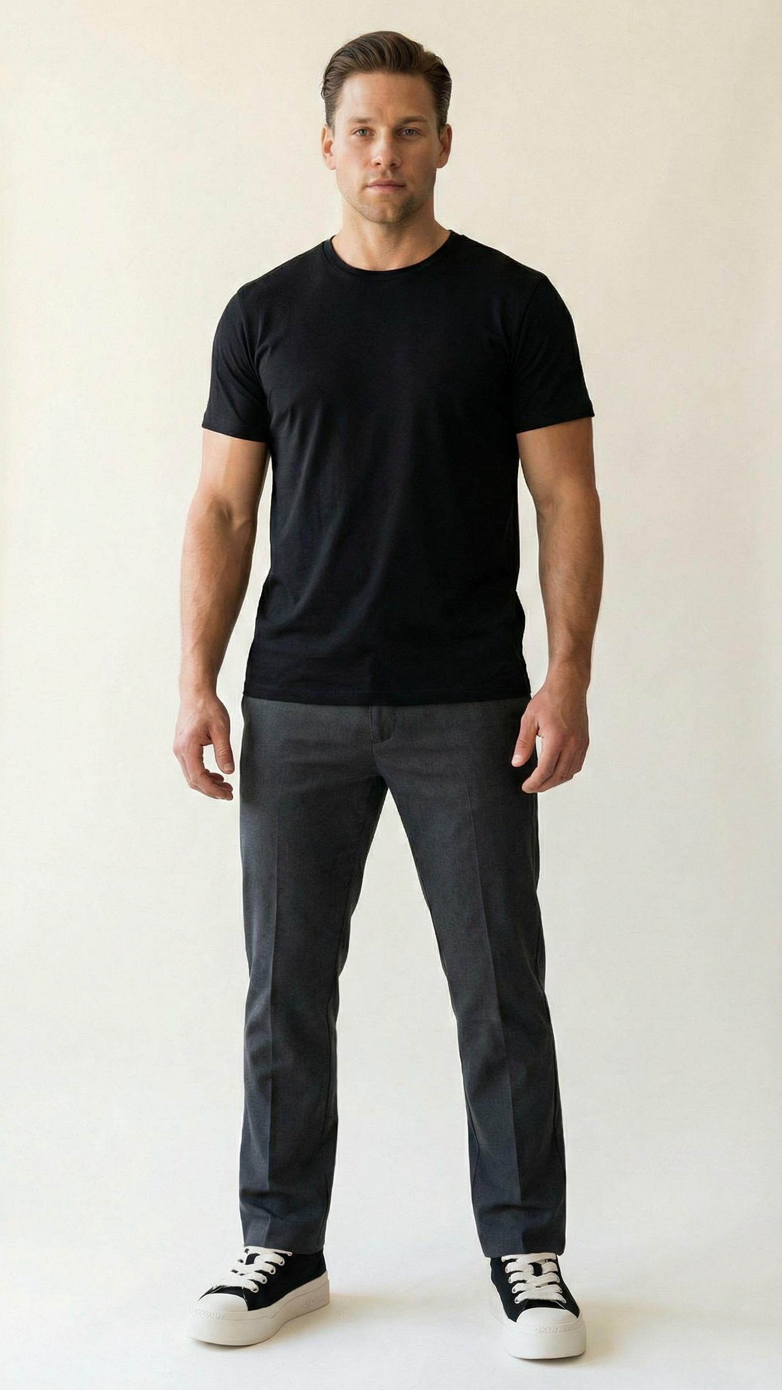 MONSEN Suitory Round-Toe Height-Boost Sneakers in Denim product image