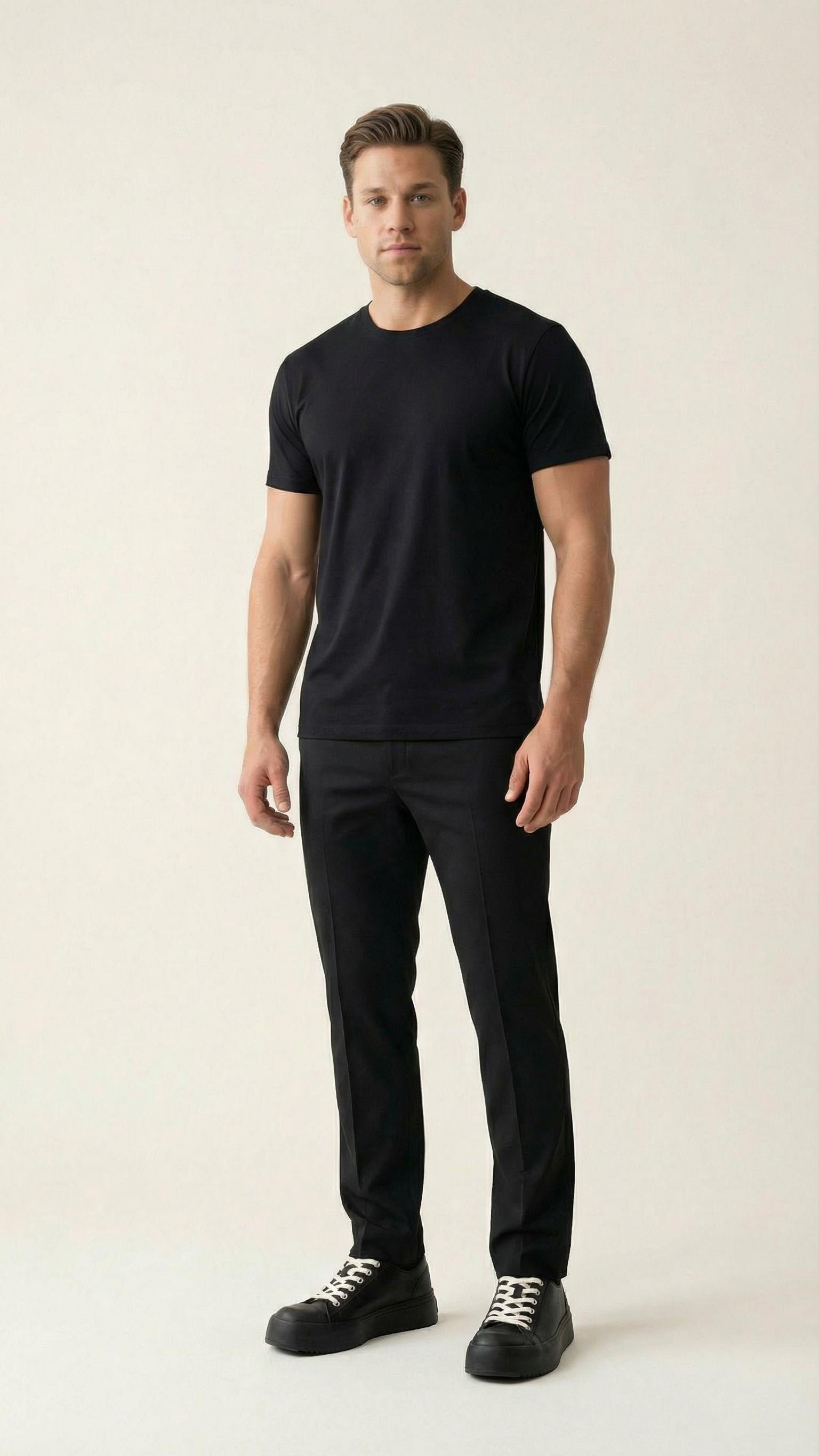 MONSEN Suitory Round-Toe Height-Boost Sneakers in Denim product image