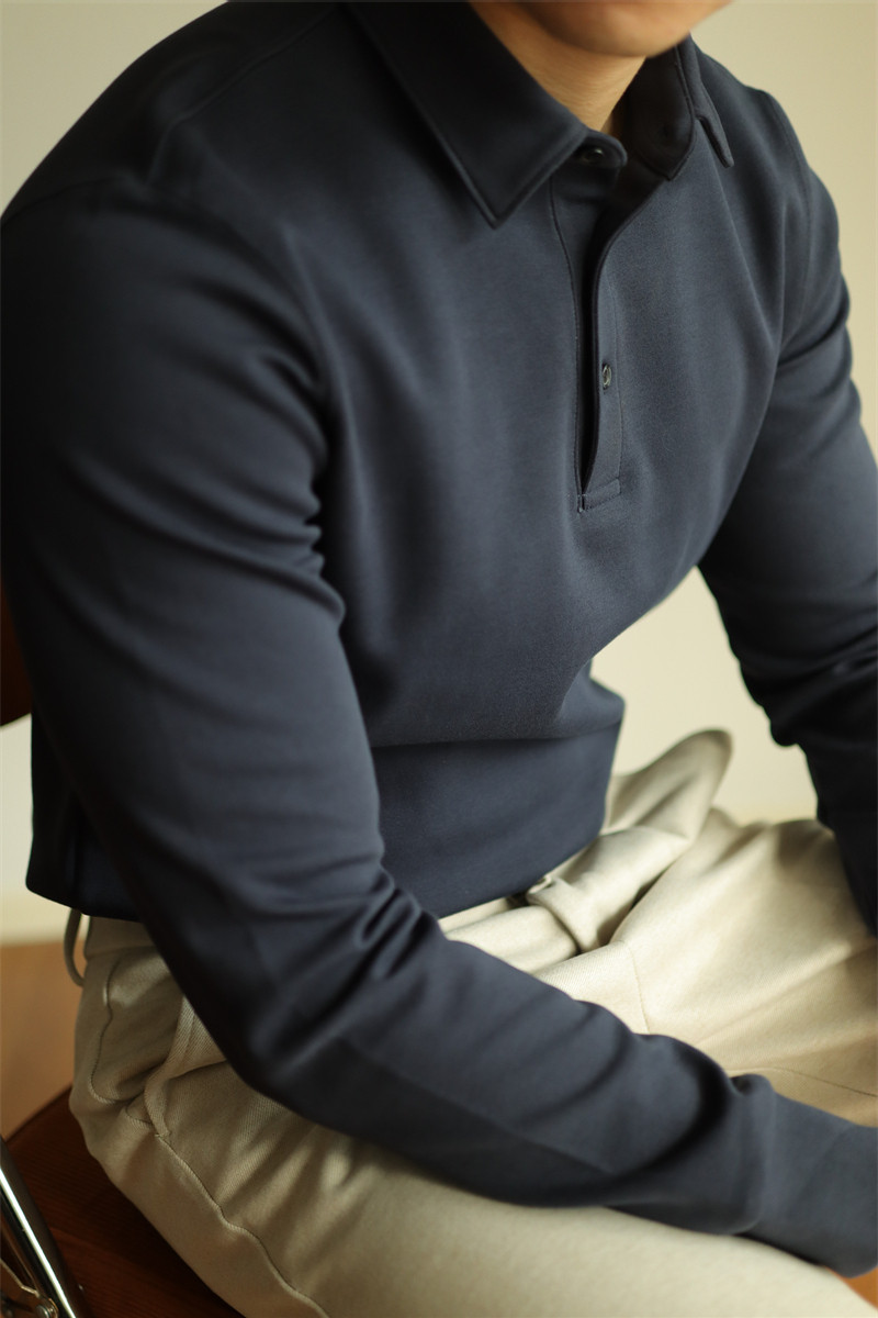 Air-Layer Cotton Long Sleeve Polo