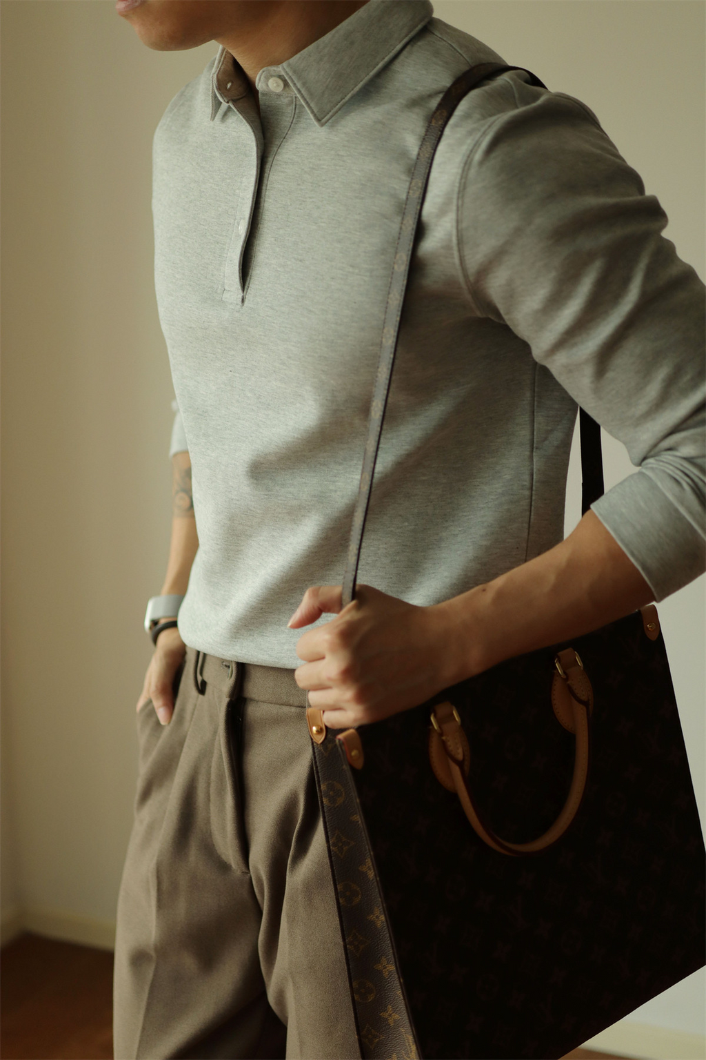 Air-Layer Cotton Long Sleeve Polo