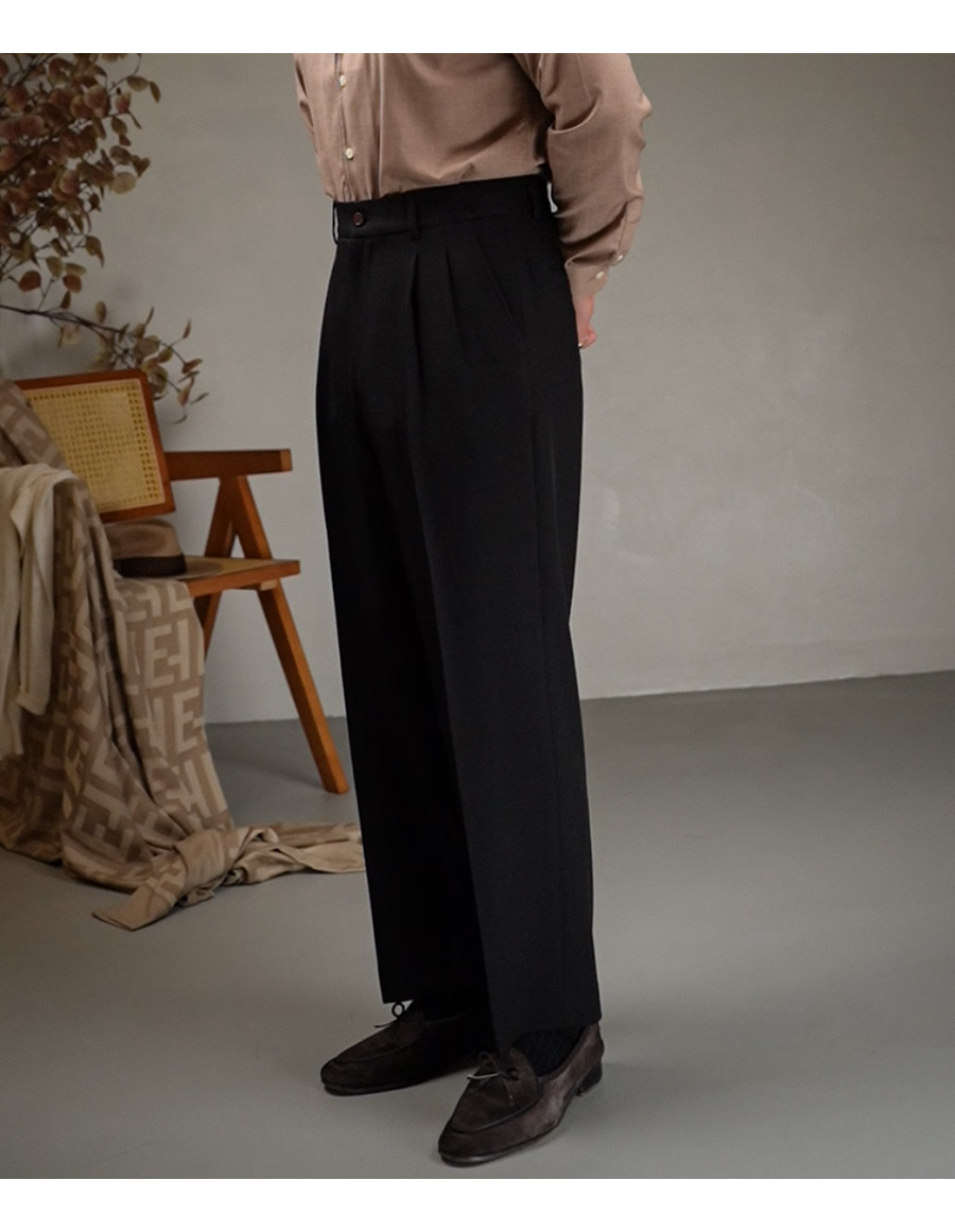 MONSEN Suitory High-Waisted Non-Iron Drape Trousers in Performance Blend product image