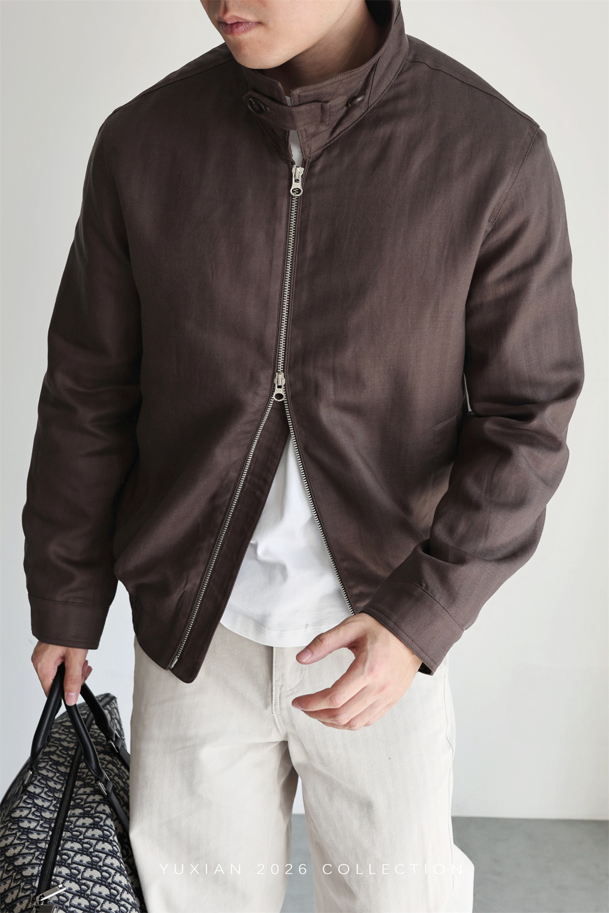 MONSEN Suitory Herringbone Tencel-Linen Lapel Jacket product image