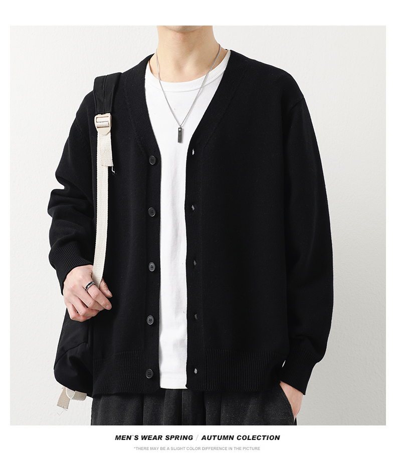 Cotton-Rich V-Neck Knit Cardigan