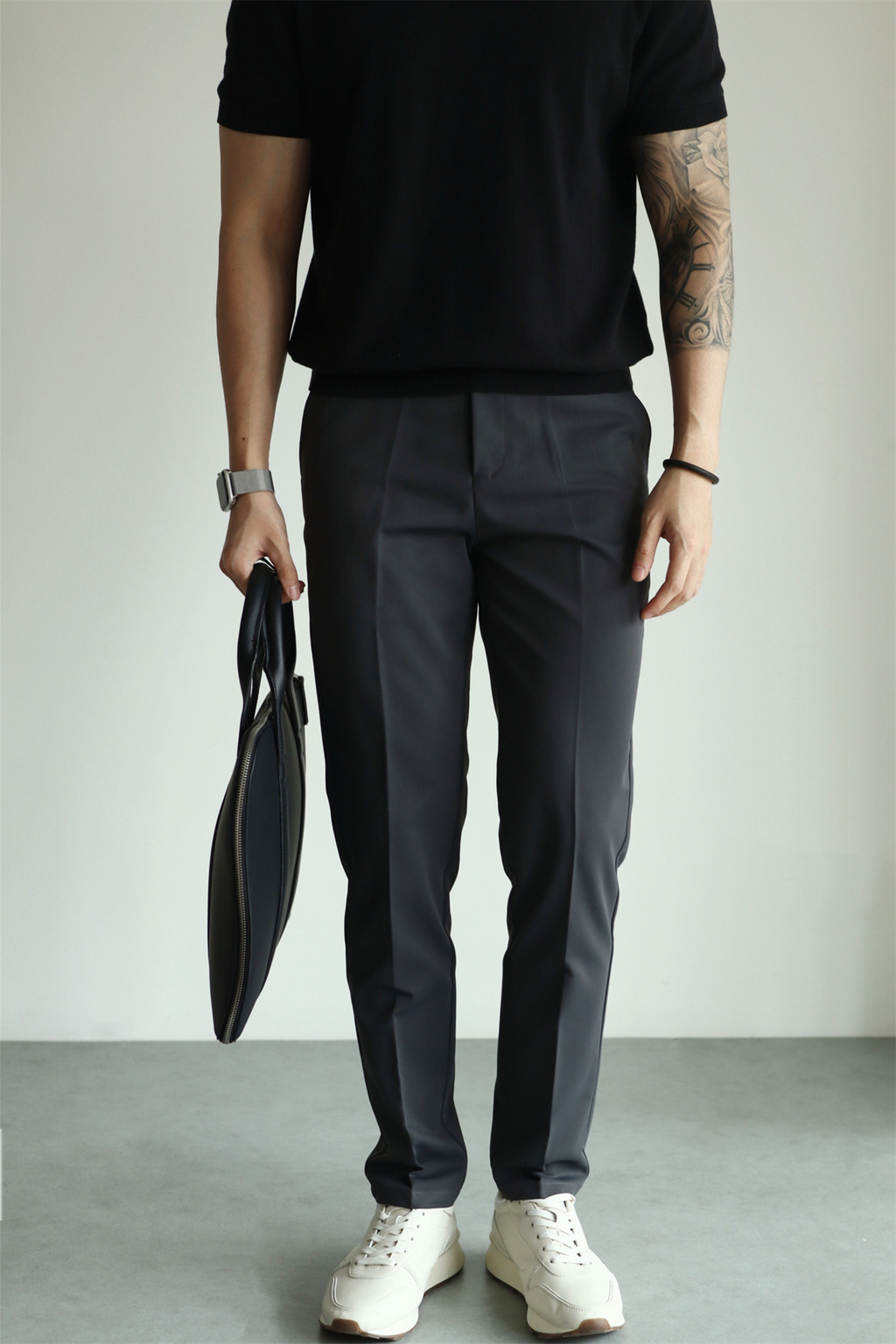 MONSEN Suitory Hidden-Elastic Waist Stretch Ankle Trousers in Performance Blend product image