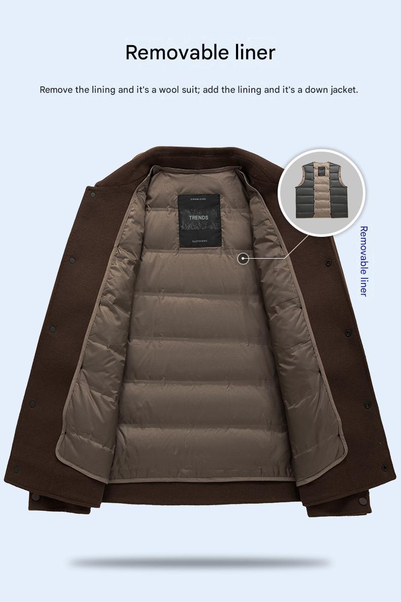 Detachable Down Liner Wool Coat