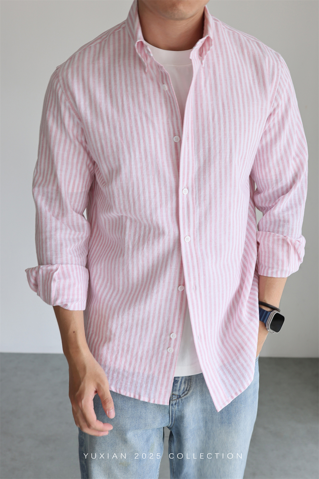 Linen-Cotton Stripe Shirt