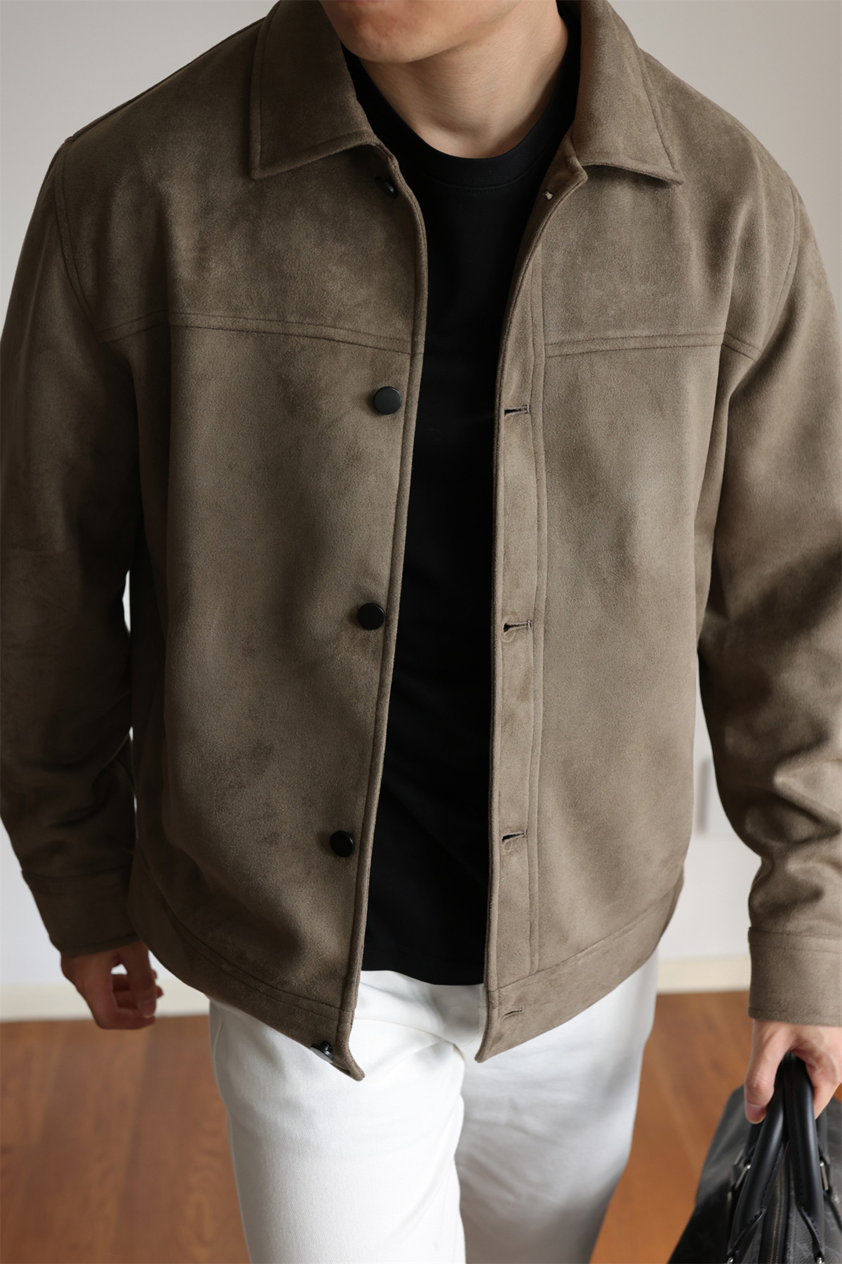 MONSEN Suitory Double-Brushed Faux Suede Lapel Jacket product image
