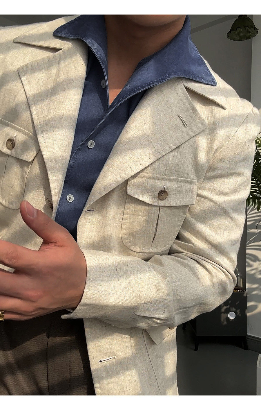 One-Piece Collar Denim Shirt