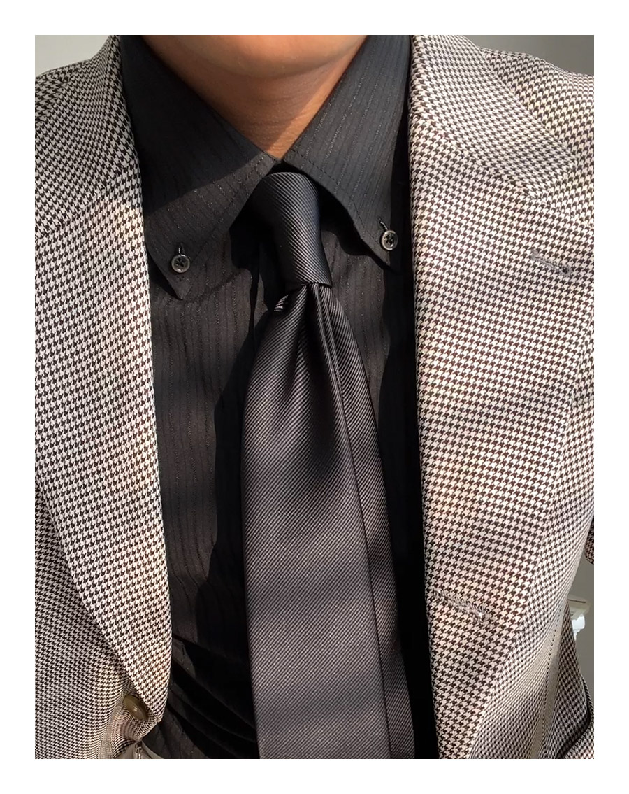 MONSEN Suitory Long-Point Collar Striped Shirt in Cotton product image