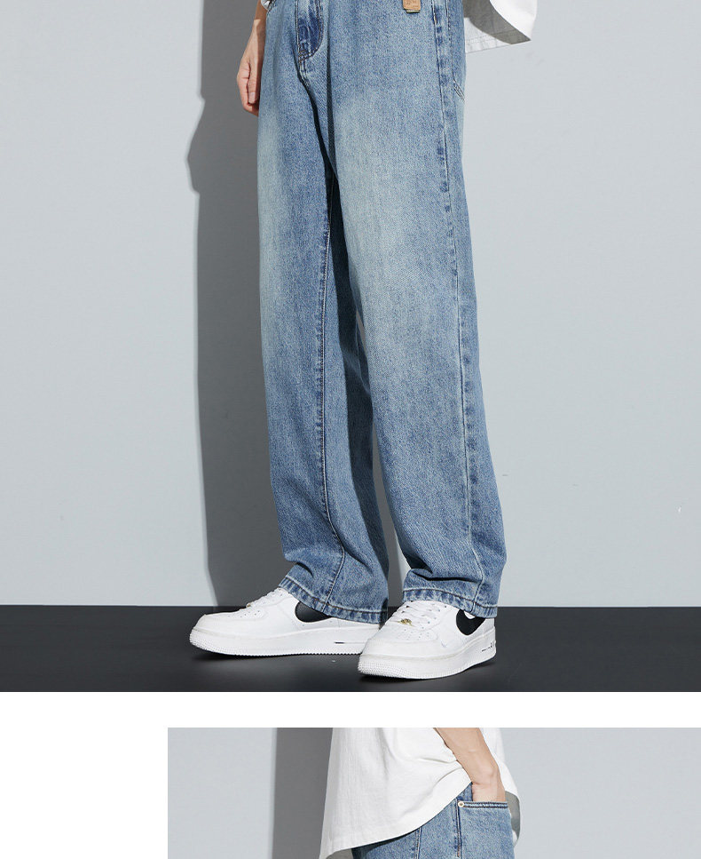 Fleece-Lined Washed Wide-Leg Jeans