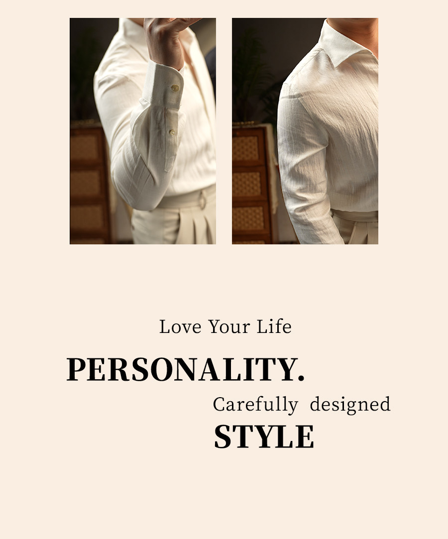 MONSEN Suitory One-Piece Collar Textured Shirt in Linen product image
