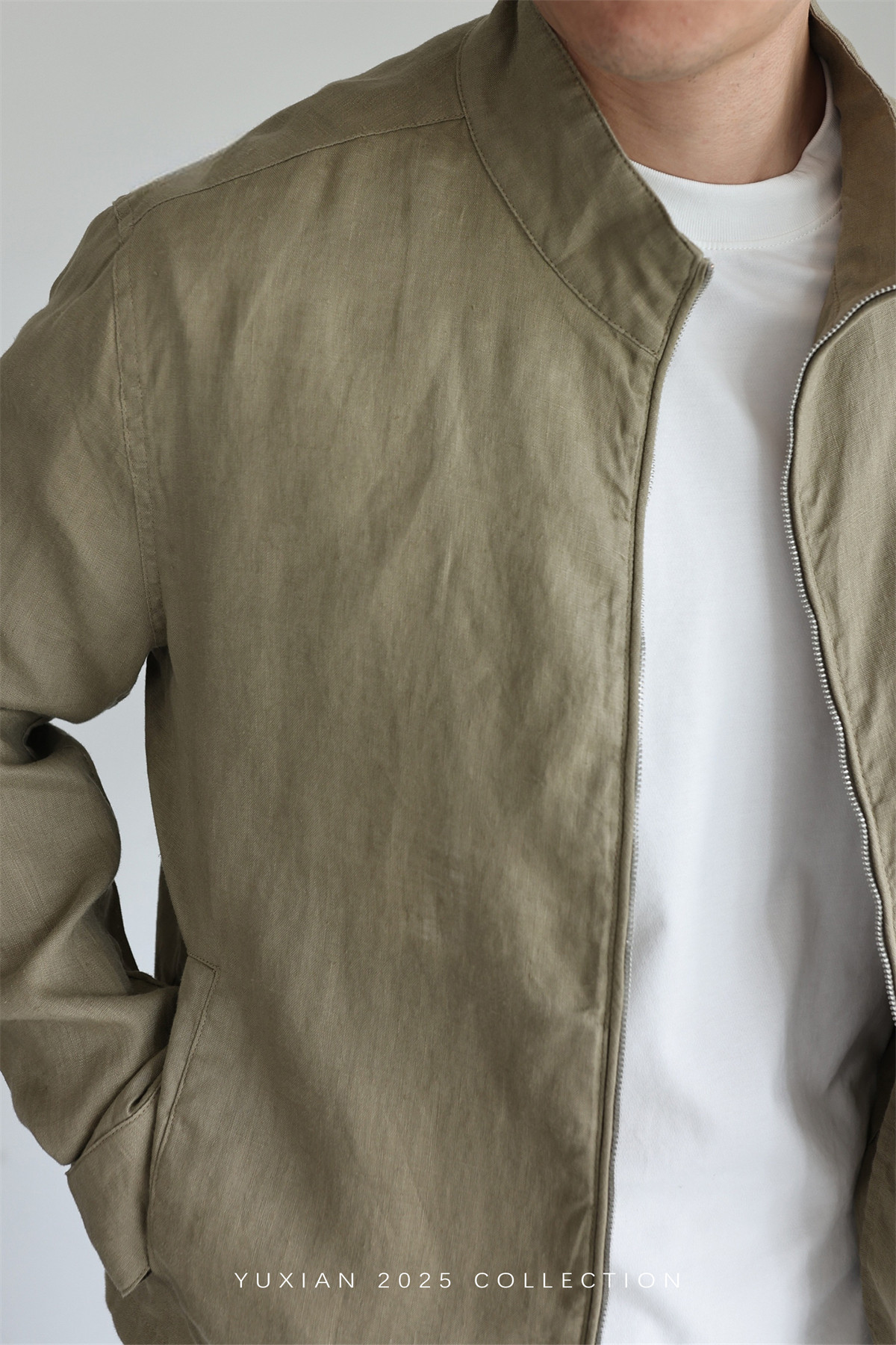 100% Linen Italian Stand-Collar Jacket