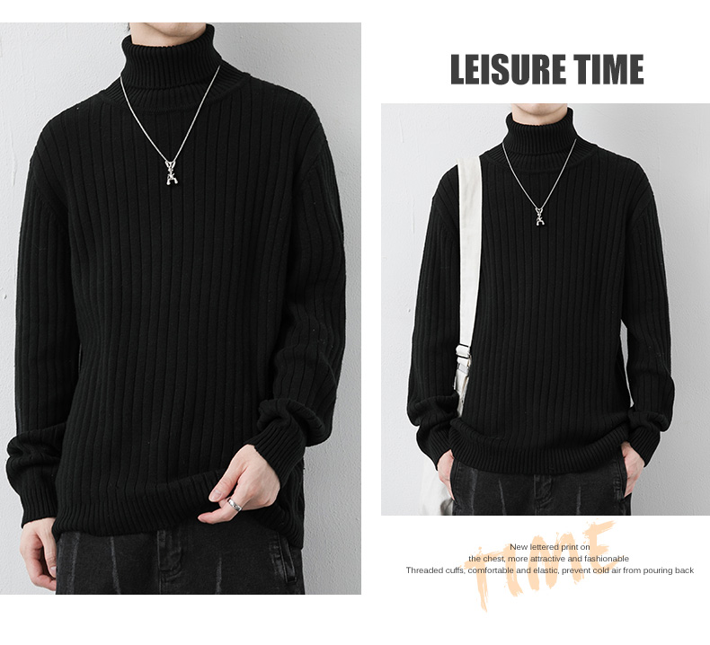 Cotton Turtleneck Stretch Sweater