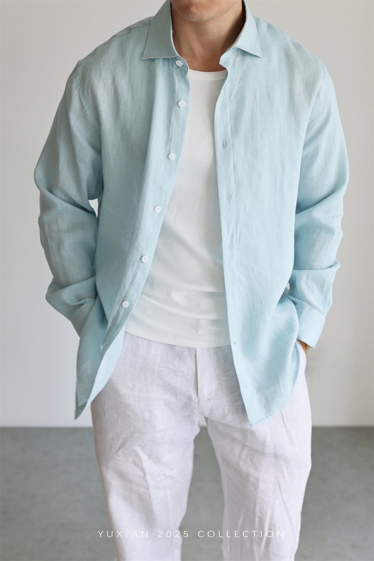 100% Linen Long-Sleeve Shirt
