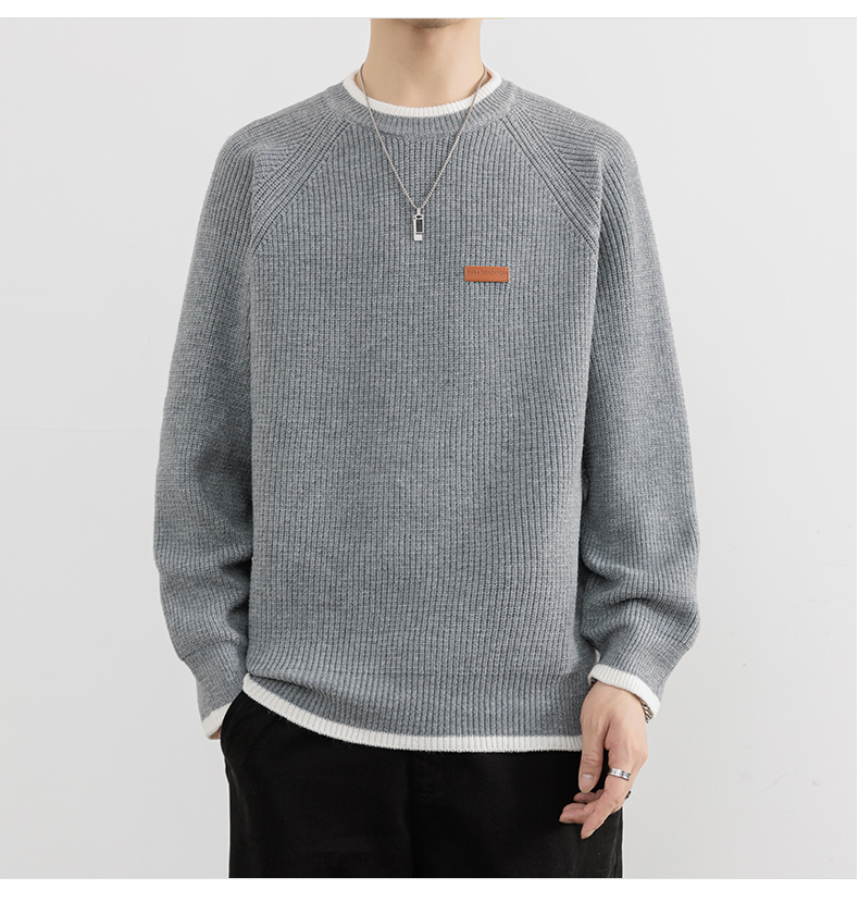 Faux Two-Piece Crewneck Sweater
